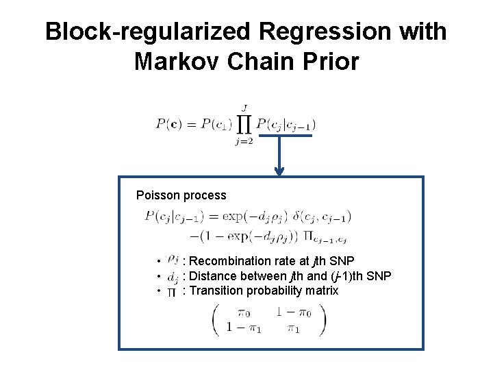 Block-regularized Regression with Markov Chain Prior Poisson process • • • : Recombination rate