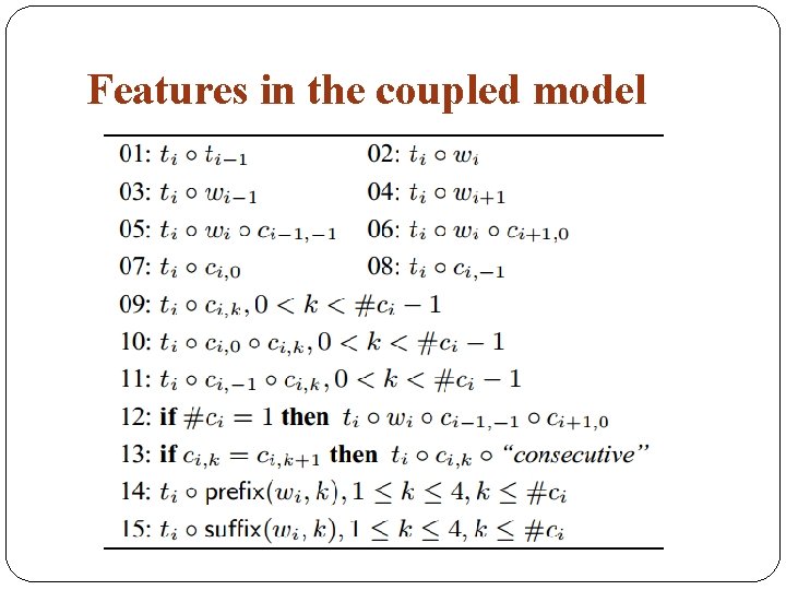 Features in the coupled model 