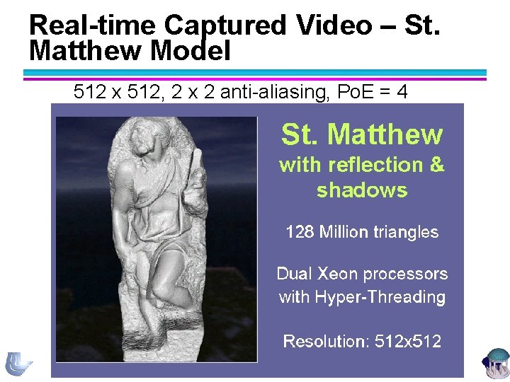 Real-time Captured Video – St. Matthew Model 512 x 512, 2 x 2 anti-aliasing,