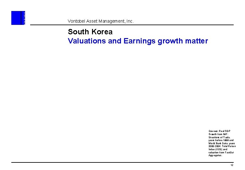 Vontobel Asset Management, Inc. South Korea Valuations and Earnings growth matter Sources: Real GDP