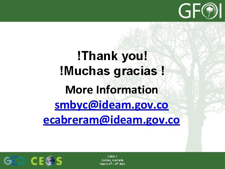 !Thank you! !Muchas gracias ! More Information smbyc@ideam. gov. co ecabreram@ideam. gov. co SDCG-7