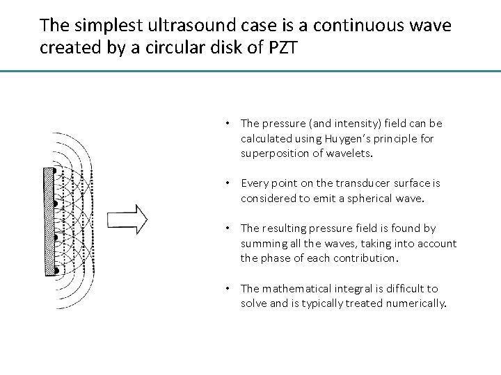 The simplest ultrasound case is a continuous wave created by a circular disk of