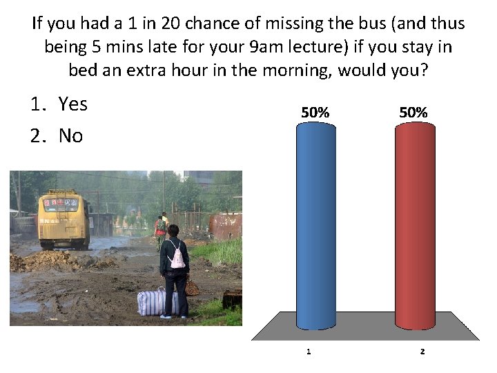 If you had a 1 in 20 chance of missing the bus (and thus