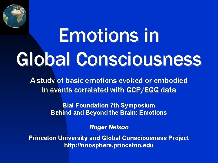 Emotions in Global Consciousness A study of basic emotions evoked or embodied In events