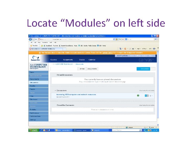 Locate “Modules” on left side 