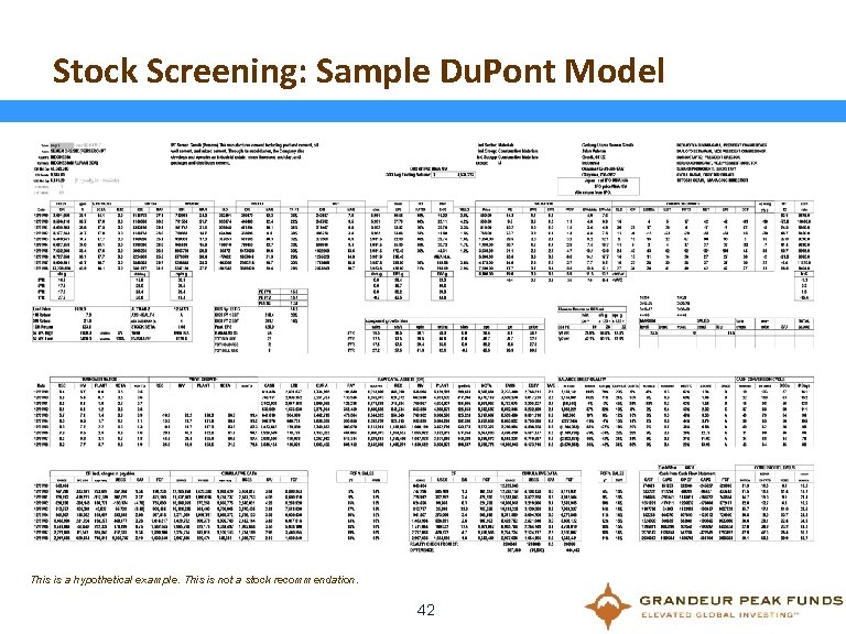 Stock Screening: Sample Du. Pont Model This is a hypothetical example. This is not