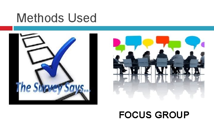 Methods Used FOCUS GROUP 