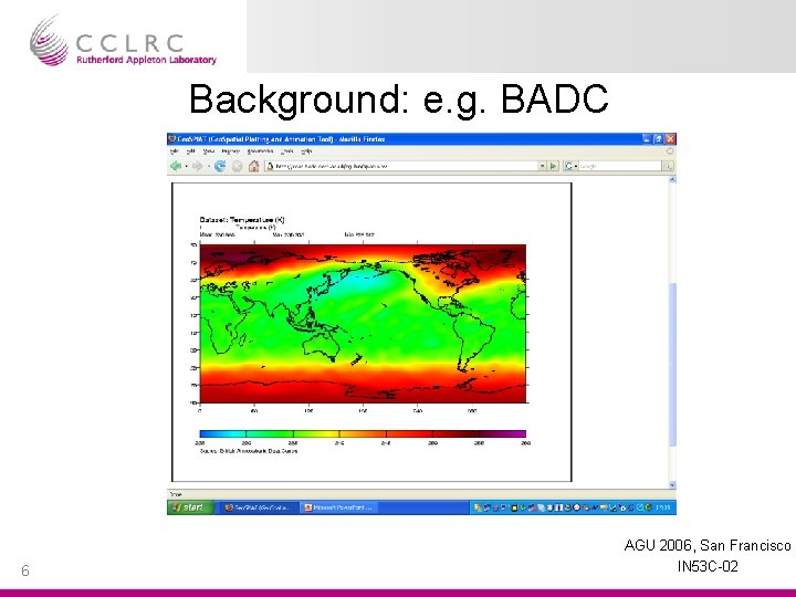 Background: e. g. BADC 6 AGU 2006, San Francisco IN 53 C-02 