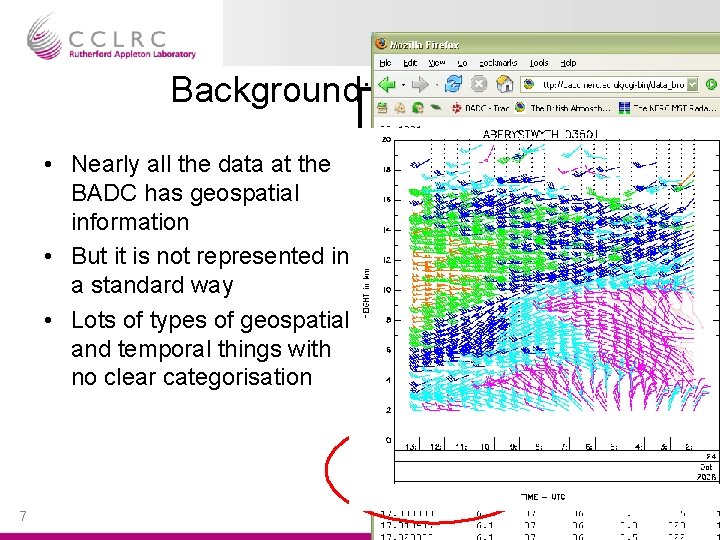 Background: e. g. BADC • Nearly all the data at the BADC has geospatial