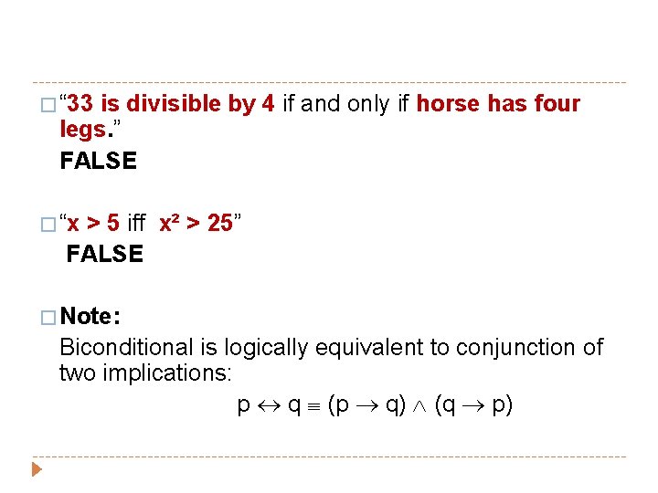 � “ 33 is divisible by 4 if and only if horse has four