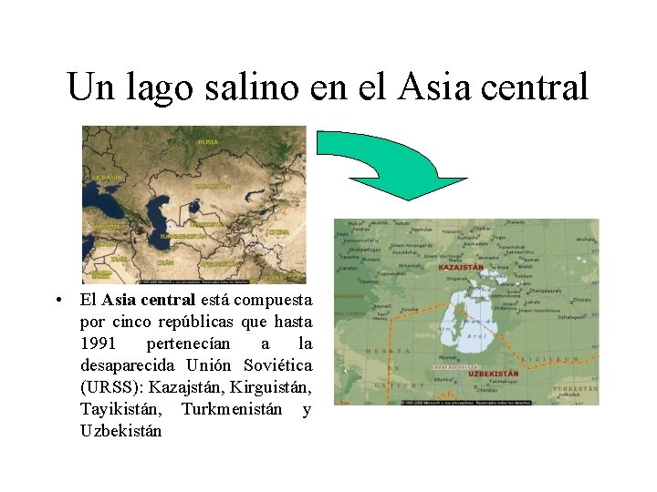 Un lago salino en el Asia central • El Asia central está compuesta por