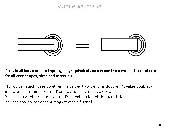 Magnetics basics Point is all inductors are topologically equivalent, so can use the same