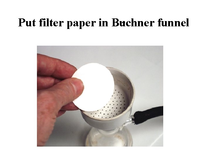 . . Put filter paper in Buchner funnel 