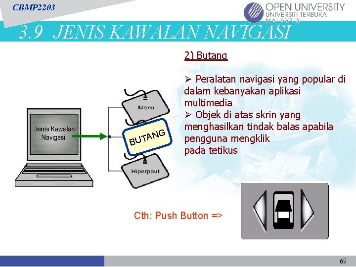 CBMP 2203 3. 9 JENIS KAWALAN NAVIGASI 2) Butang NG A BUT Ø Peralatan