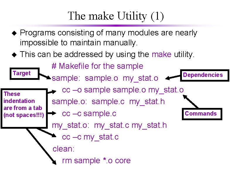 The make Utility (1) Programs consisting of many modules are nearly impossible to maintain The make Utility (1) Programs consisting of many modules are nearly impossible to maintain
