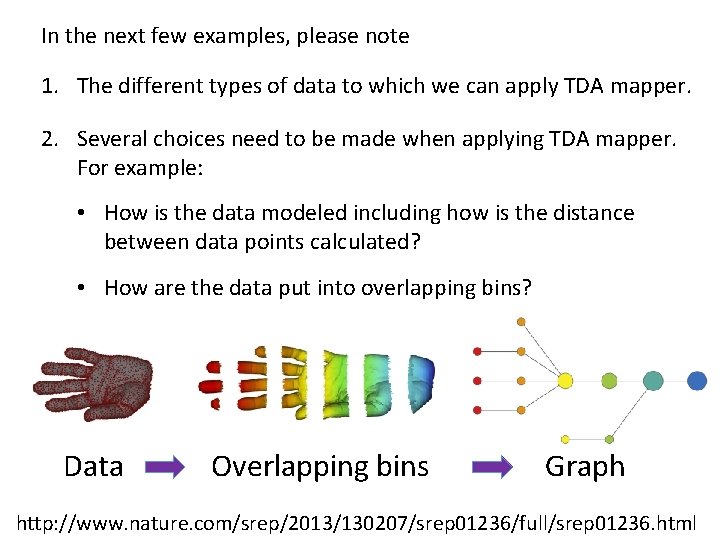 In the next few examples, please note 1. The different types of data to In the next few examples, please note 1. The different types of data to