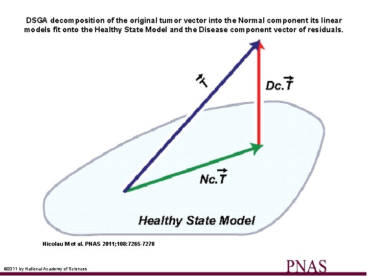 DSGA decomposition of the original tumor vector into the Normal component its linear models DSGA decomposition of the original tumor vector into the Normal component its linear models