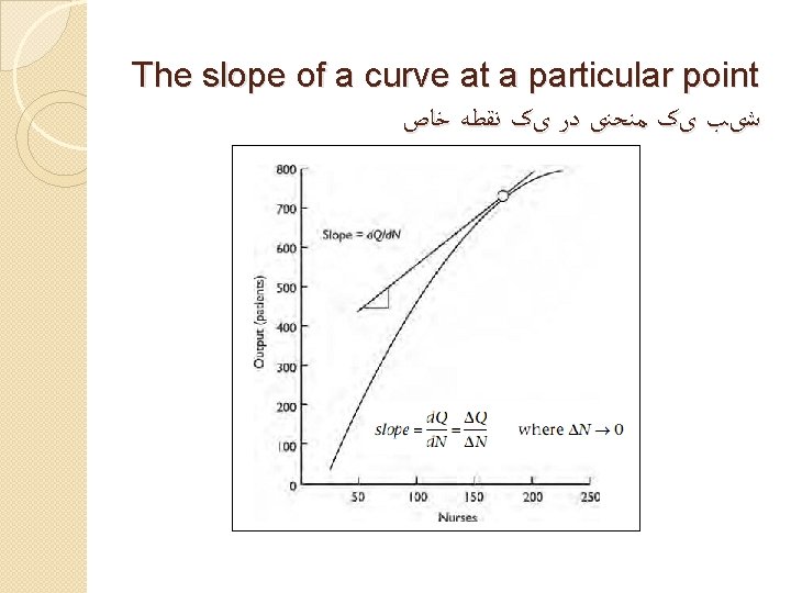 The slope of a curve at a particular point ﺷیﺐ یک ﻣﻨﺤﻨی ﺩﺭ یک