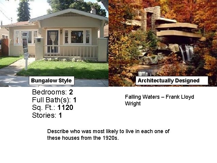 Bungalow Style Bedrooms: 2 Full Bath(s): 1 Sq. Ft. : 1120 Stories: 1 Architectually