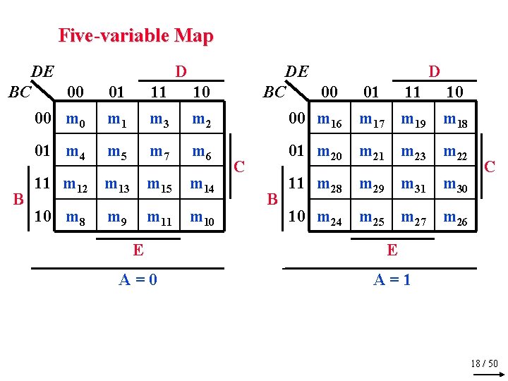 Five-variable Map DE BC 00 01 11 10 00 m 1 m 3 m