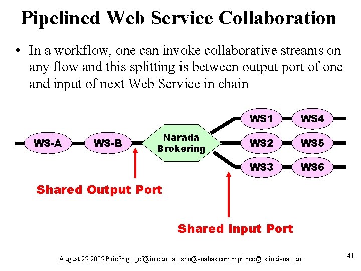 Pipelined Web Service Collaboration • In a workflow, one can invoke collaborative streams on Pipelined Web Service Collaboration • In a workflow, one can invoke collaborative streams on