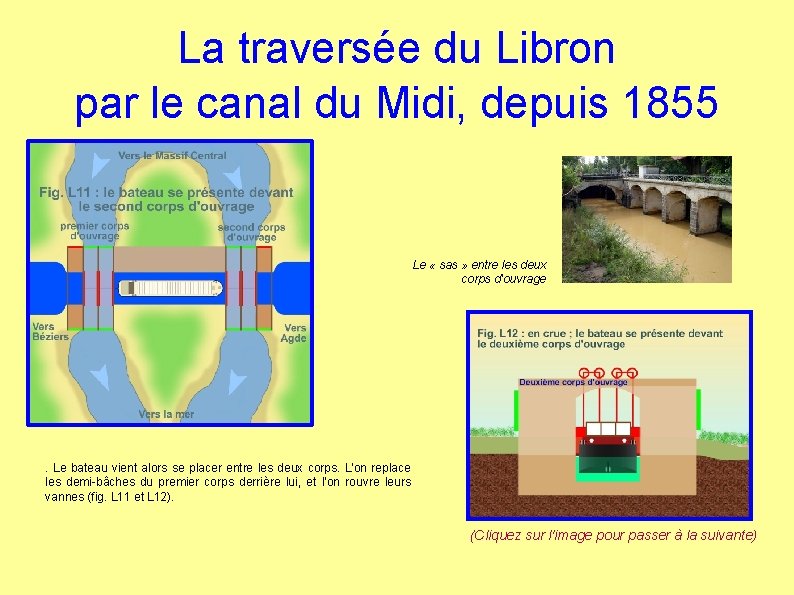 La traversée du Libron par le canal du Midi, depuis 1855 Le « sas