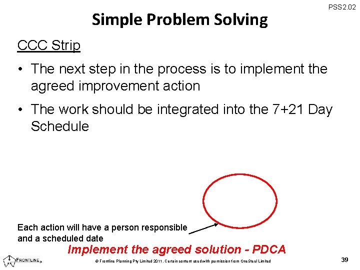Simple Problem Solving PSS 2. 02 CCC Strip • The next step in the