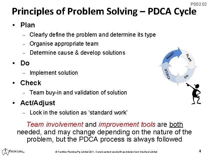 PSS 2. 02 Principles of Problem Solving – PDCA Cycle • Plan - Clearly