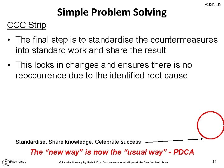 Simple Problem Solving PSS 2. 02 CCC Strip • The final step is to