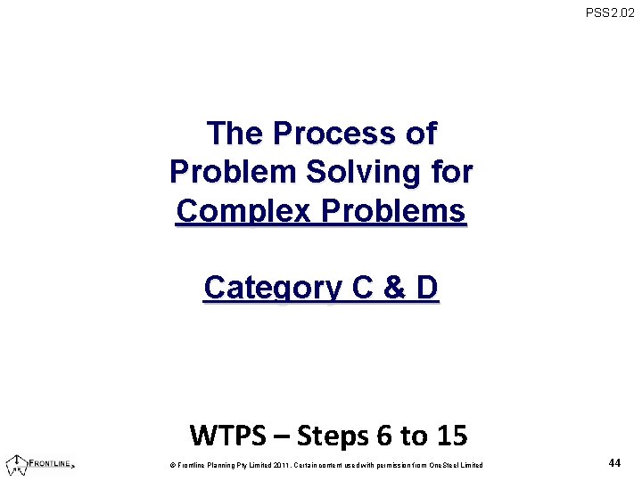 PSS 2. 02 The Process of Problem Solving for Complex Problems Category C &