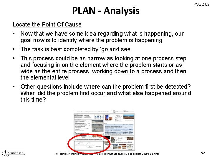 PLAN - Analysis PSS 2. 02 Locate the Point Of Cause • Now that