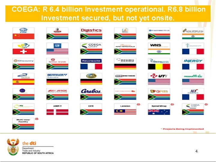 COEGA: R 6. 4 billion Investment operational. R 6. 8 billion Investment secured, but