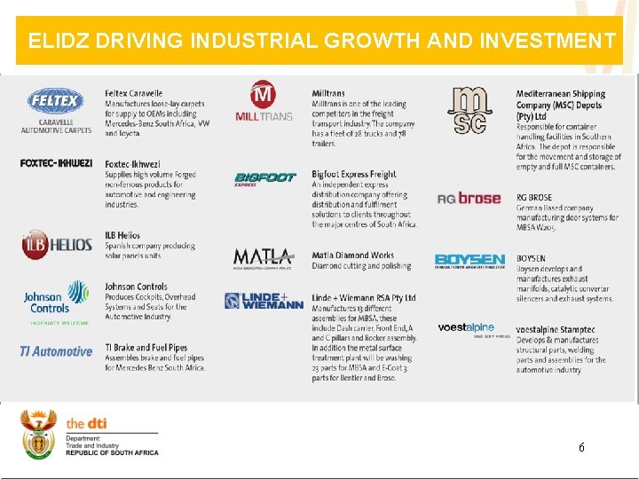 ELIDZ DRIVING INDUSTRIAL GROWTH AND INVESTMENT 6 