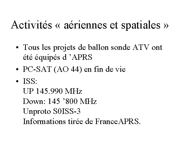 Activités « aériennes et spatiales » • Tous les projets de ballon sonde ATV