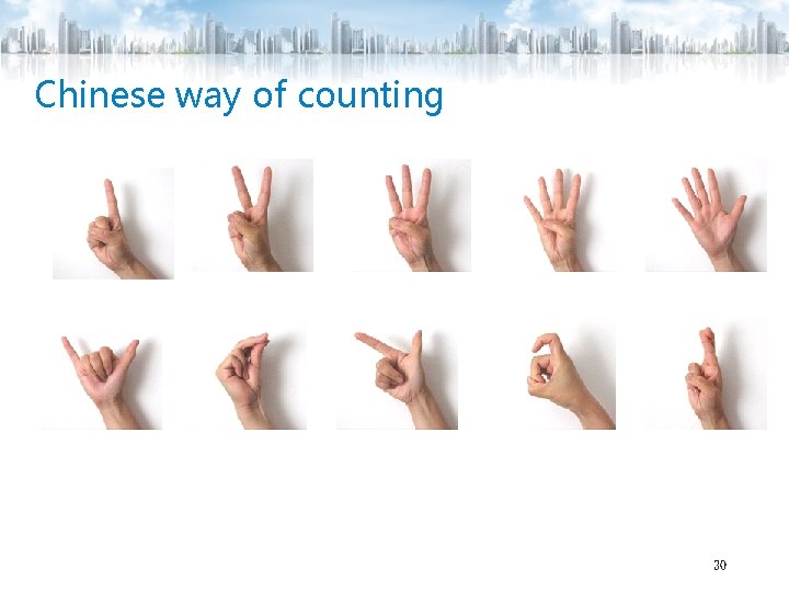 Chinese way of counting 30 