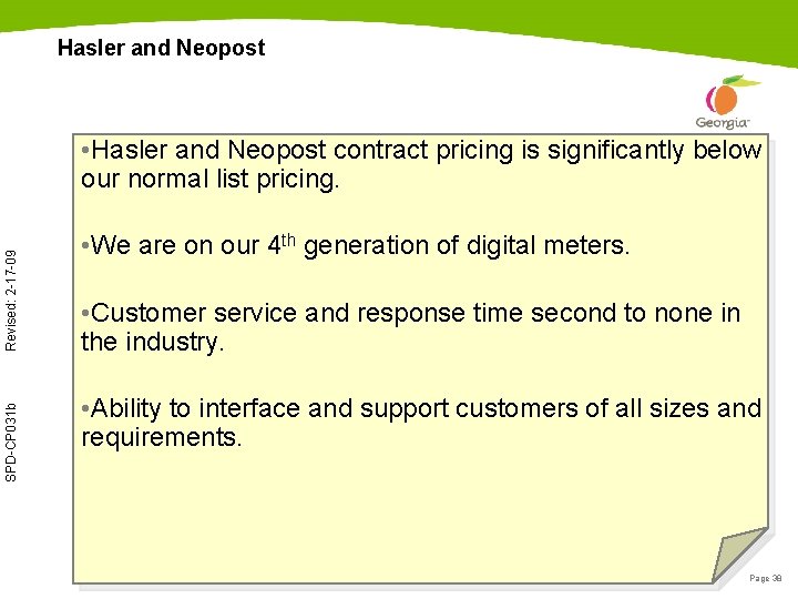 Hasler and Neopost SPD-CP 031 b Revised: 2 -17 -09 • Hasler and Neopost