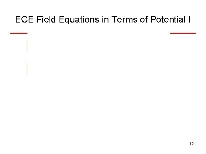 ECE Field Equations in Terms of Potential I 12 
