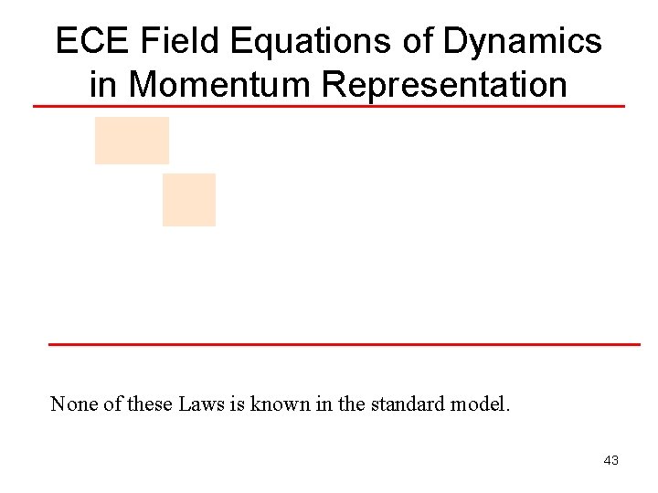 ECE Field Equations of Dynamics in Momentum Representation None of these Laws is known