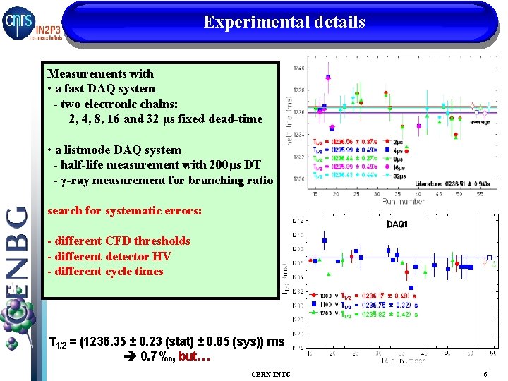 Experimental details Measurements with • a fast DAQ system - two electronic chains: 2,