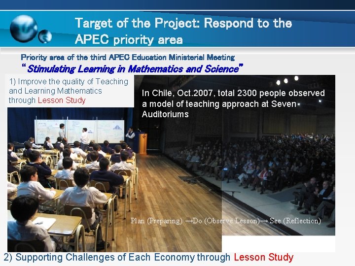 Target of the Project: Respond to the APEC priority area Priority area of the