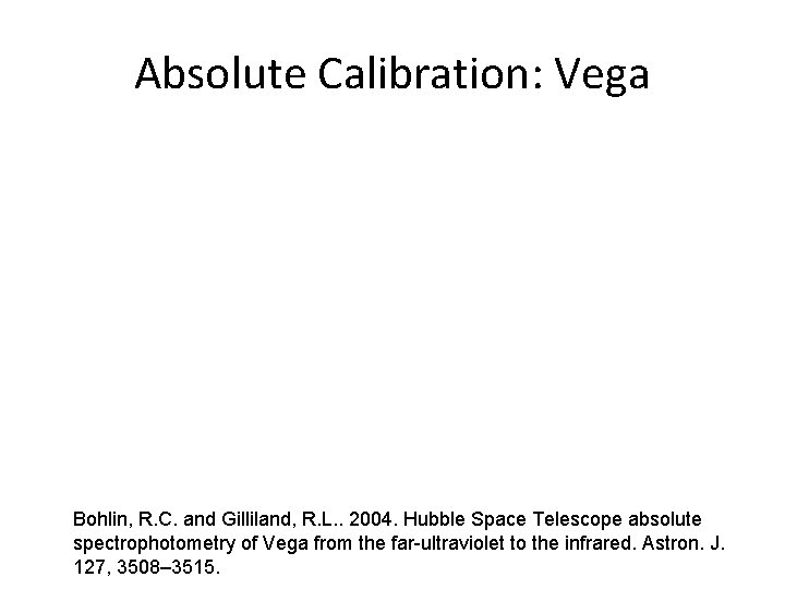 Absolute Calibration: Vega Bohlin, R. C. and Gilliland, R. L. . 2004. Hubble Space