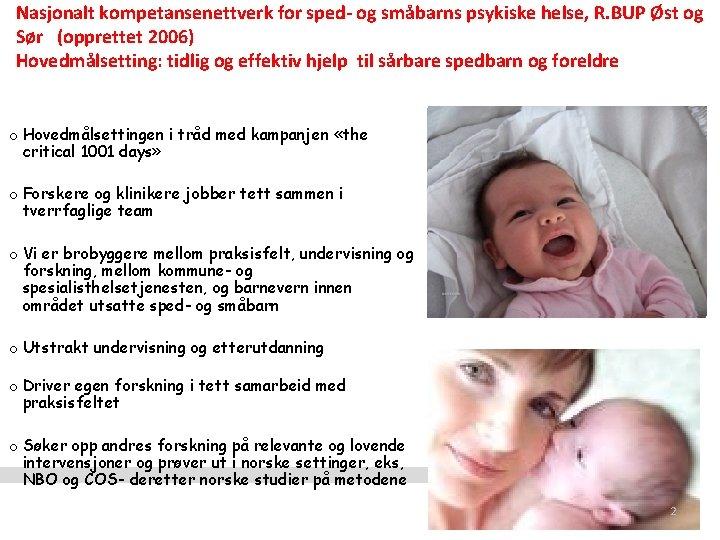 Nasjonalt kompetansenettverk for sped- og småbarns psykiske helse, R. BUP Øst og Sør (opprettet