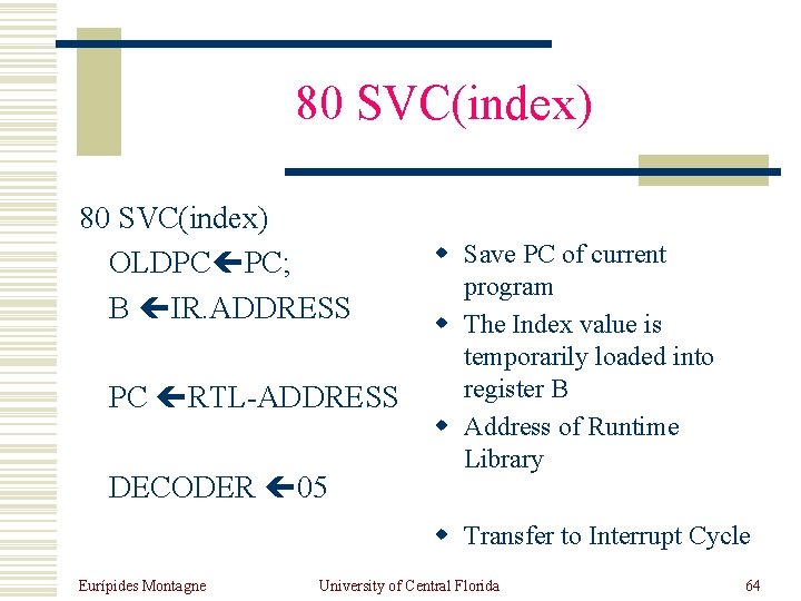 80 SVC(index) OLDPC PC; B IR. ADDRESS PC RTL-ADDRESS DECODER 05 w Save PC