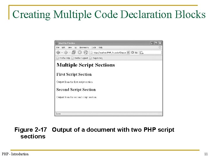 Creating Multiple Code Declaration Blocks Figure 2 -17 Output of a document with two