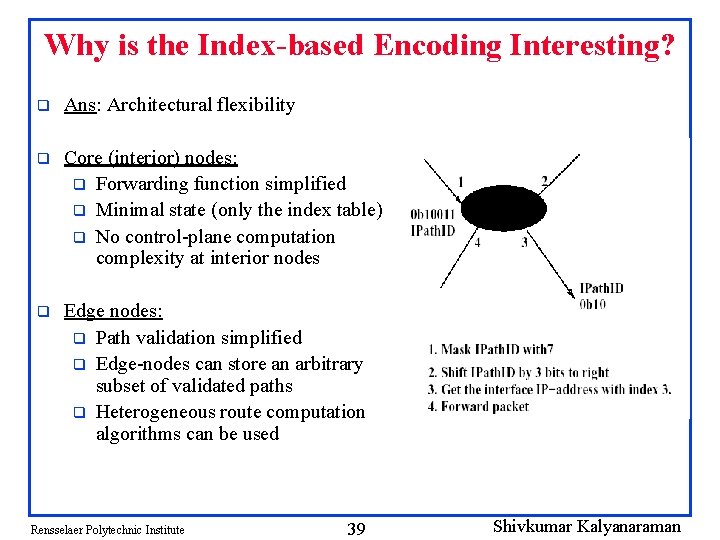 Why is the Index-based Encoding Interesting? q Ans: Architectural flexibility q Core (interior) nodes: