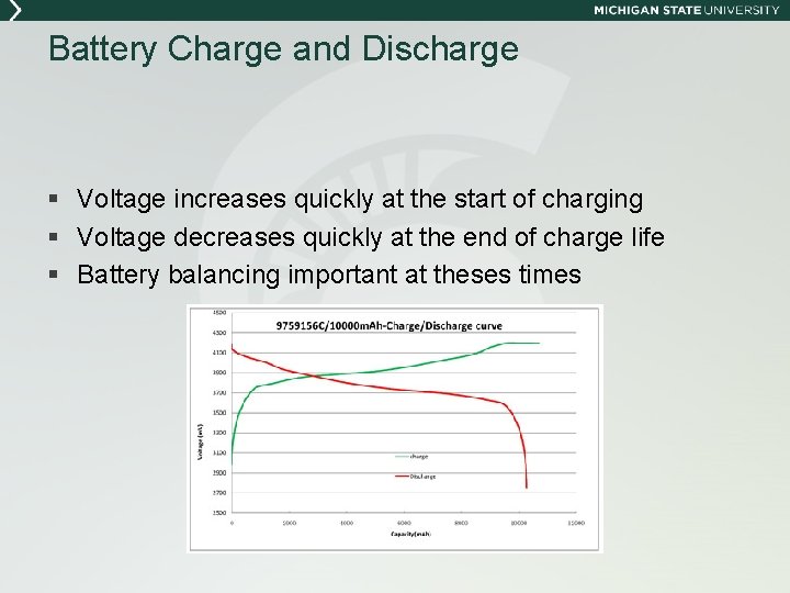 Battery Charge and Discharge § Voltage increases quickly at the start of charging §