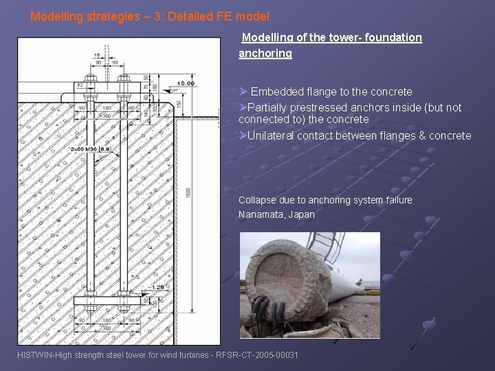 Modelling strategies – 3: Detailed FE model Modelling of the tower- foundation anchoring Embedded