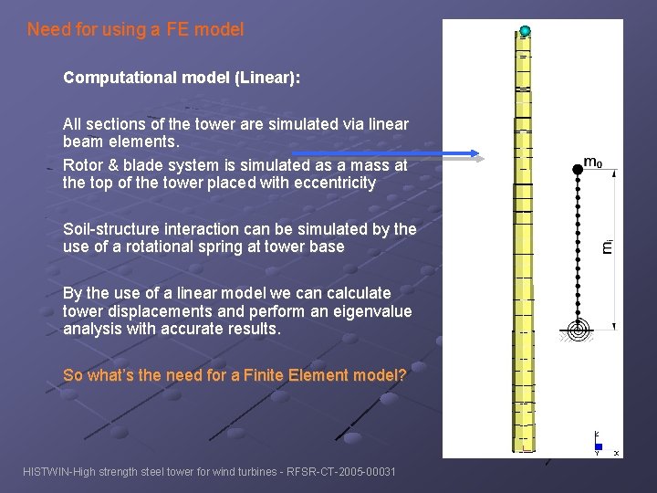 Need for using a FE model Computational model (Linear): All sections of the tower