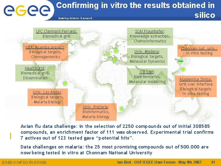 Confirming in vitro the results obtained in silico Enabling Grids for E-scienc. E LPC