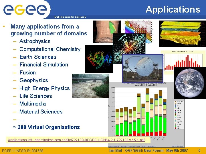 Applications Enabling Grids for E-scienc. E • Many applications from a growing number of